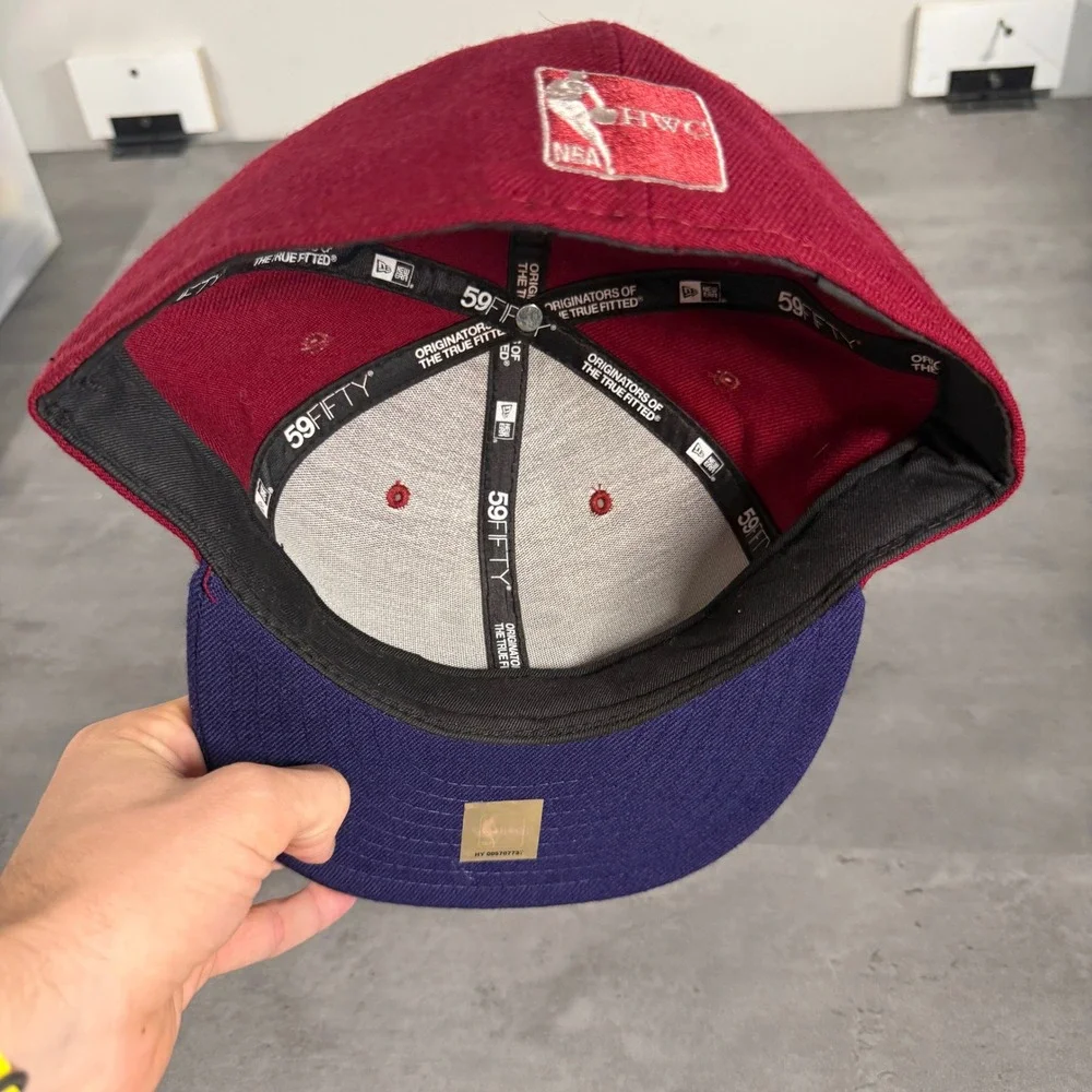 New Era Miami Heat Hat 8 1/8‎ Burgundy Indigo Blue 59FIFTY Fitted HWC NBA Cap